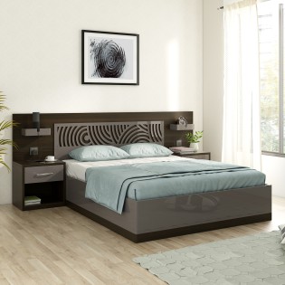 Ripples King Bed Full Lift On With Bed Sides - Hg Basalt Grey
