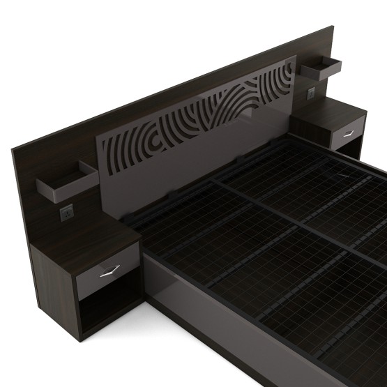 Ripples King Bed Full Lift On With Bed Sides - Hg Basalt Grey