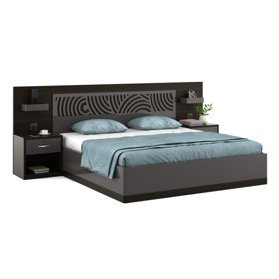 Ripples King Bed Full Lift On With Bed Sides - Hg Basalt Grey