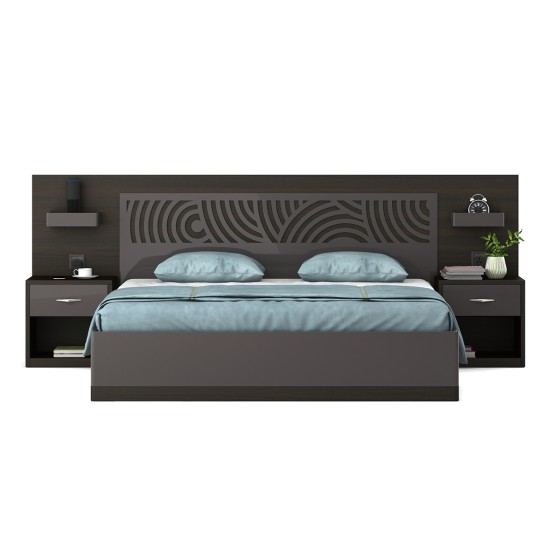 Ripples King Bed Full Lift On With Bed Sides - Hg Basalt Grey