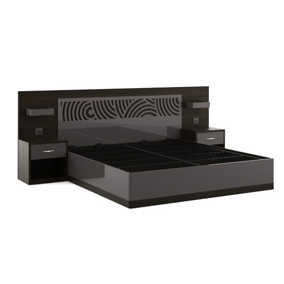 Ripples King Bed Full Lift On With Bed Sides - Hg Basalt Grey