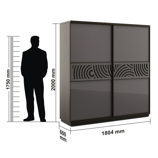 Ripples 2 Door Sliding Wardrobe - Hg Basalt Grey