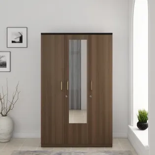 Roma 3 Door Wardrobe With Mirror  New- Mol-acacia Dark - Woodpore