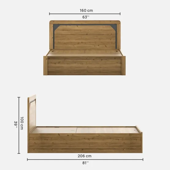 Roma Queen Bed With 3/4 Lifton - Classic Oak