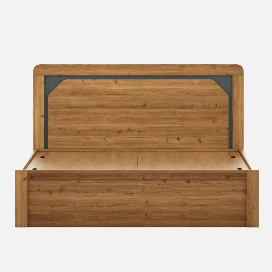 Roma King Bed With Box Storage- Classic Oak