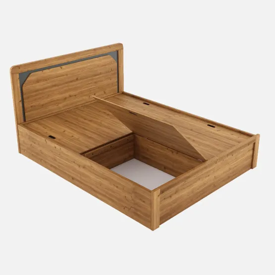 Roma King Bed With Box Storage- Classic Oak