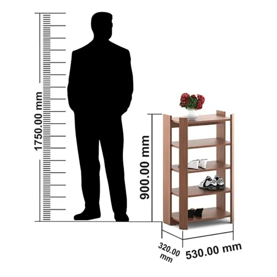 Shoe Rack Basic (prima) - Walnut Rigato Woodpore