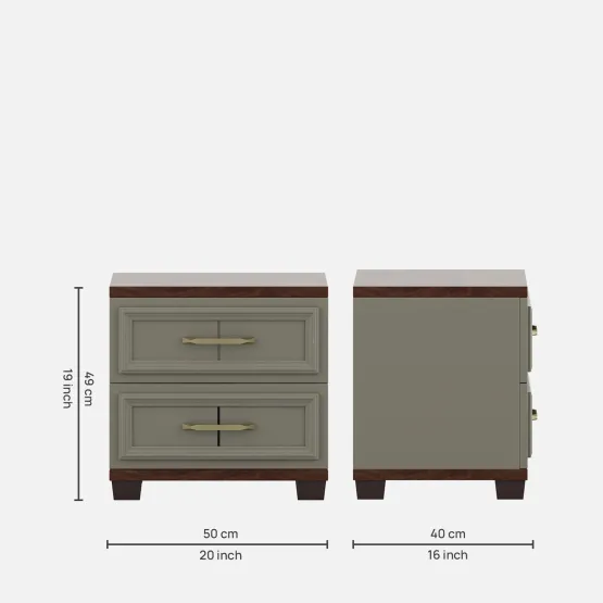 Sahara Bedside Table - Stone Grey Modern Ash