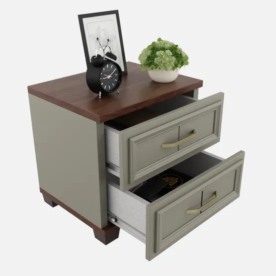Sahara Bedside Table - Stone Grey Modern Ash