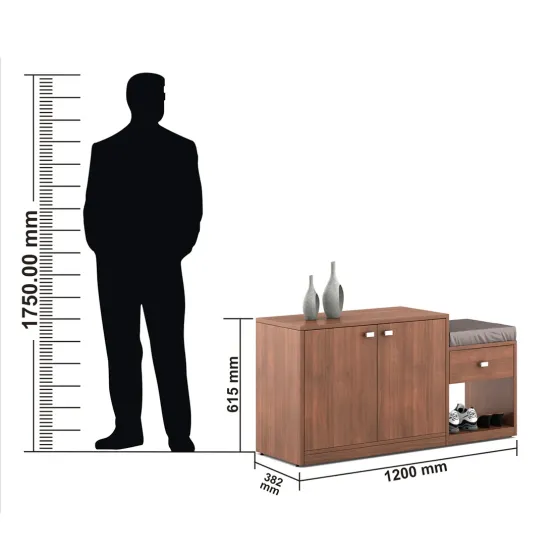 Shoe Rack All-in-one - Walnut Rigato Woodpore