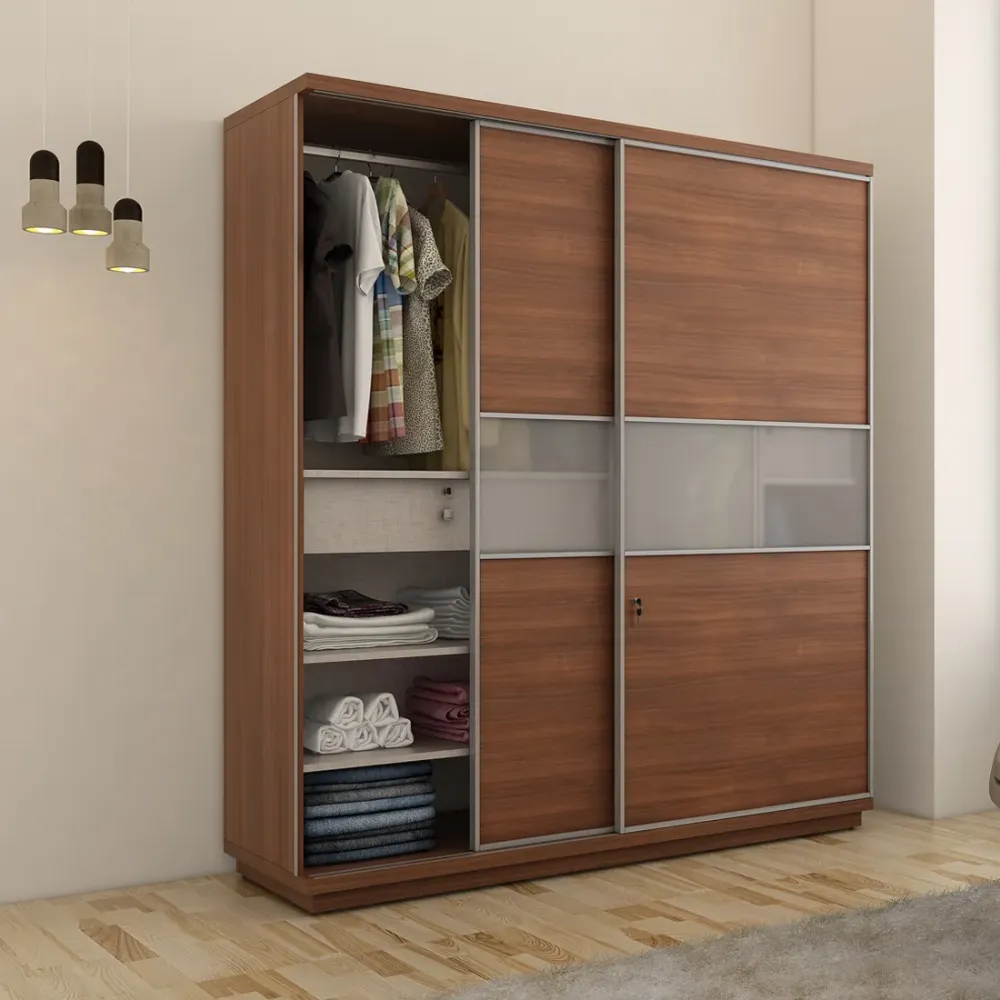 Universal 2 Door Sliding Wardrobe - Walnut Rigato