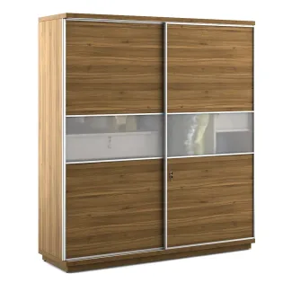 Universal 2 Door Sliding Wardrobe - Natural Teak