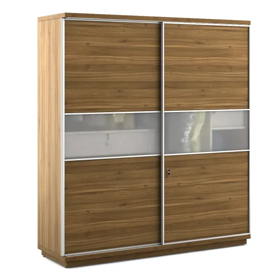 Universal 2 Door Sliding Wardrobe - Natural Teak