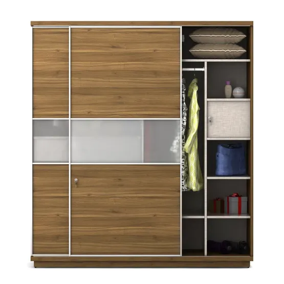 Universal 2 Door Sliding Wardrobe - Natural Teak