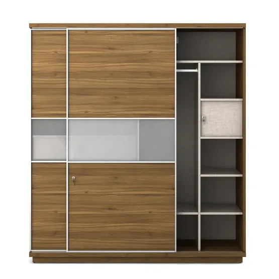 Universal 2 Door Sliding Wardrobe - Natural Teak