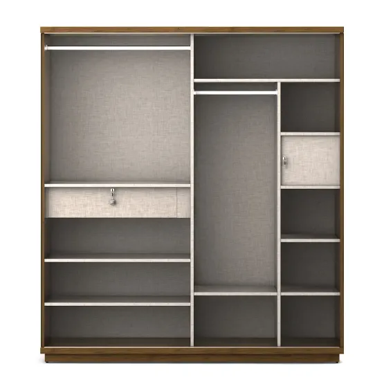 Universal 2 Door Sliding Wardrobe - Natural Teak