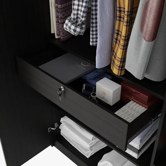 Value V2 3 Door Wardrobe With Loft - Natural Wenge With Loft