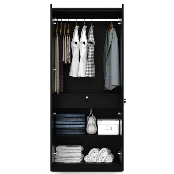 Value V2 2 Door Wardrobe - Natural Wenge Woodpore