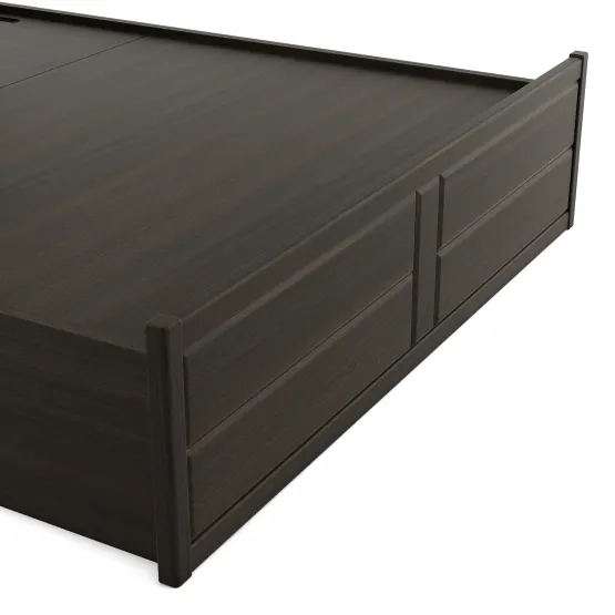 Verona Queen Bed 3/4 Lifton Storage - Fumed Oak
