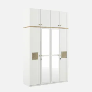 Lilly 4 Door Wardrobe Mirror With Loft - Kingston White