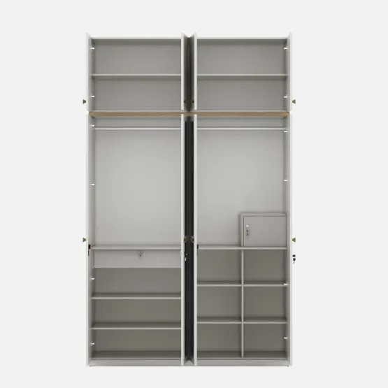 Lilly 4 Door Wardrobe Mirror With Loft - Kingston White