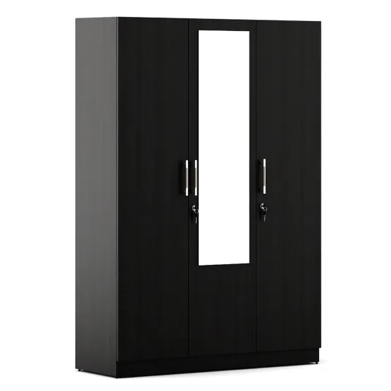 Optima 3 Door Wardrobe With Mirror - Natural Wenge Woodpore